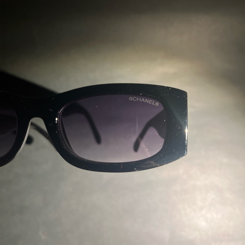 Black Chanel Rectangular Sunglasses - image 5